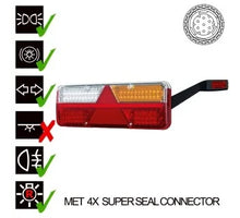 Tralert Rechts | LED Trailerlamp | dynamisch knipperlicht | 9-36vv | 7-PIN | Super Seal | 200cm. kabel | VC-1022B7SS